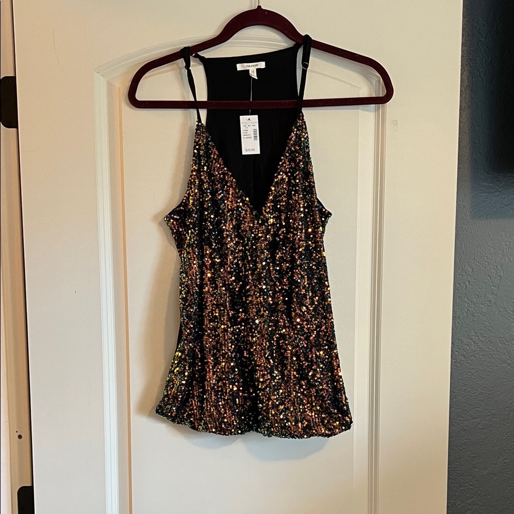 Sequin Black and Gold Women's Top